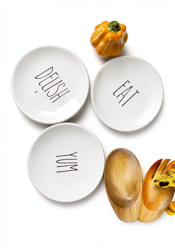 Truu Design Yum Ceramic Appetizer Plate Microwave Safe-4