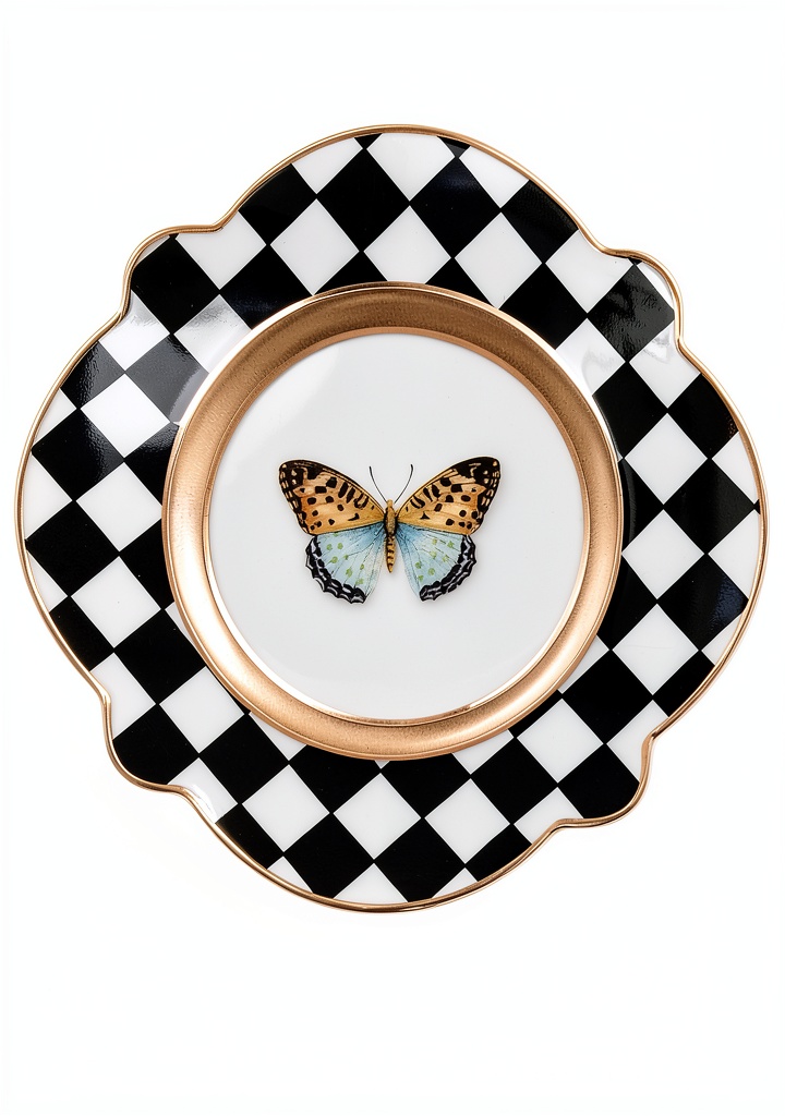 MacKenzie-Childs Butterfly Toile Ceramic Bread Plate on a dining table