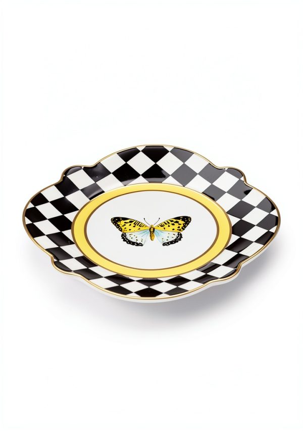 Butterfly Toile Ceramic Bread Plate MacKenzie-Childs-1