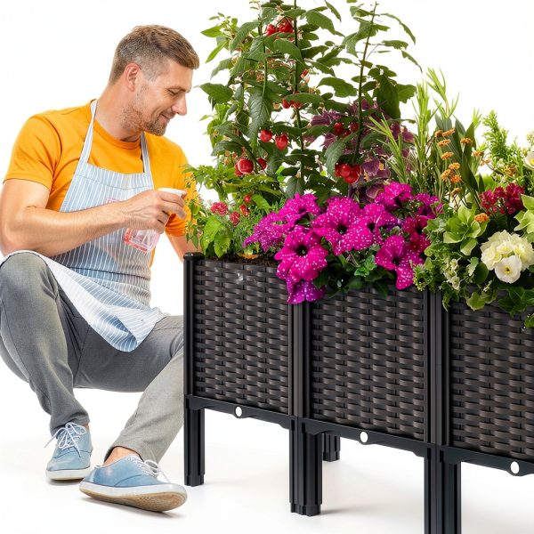 NACREEN Brown Polypropylene Raised Garden Bed Planter-5