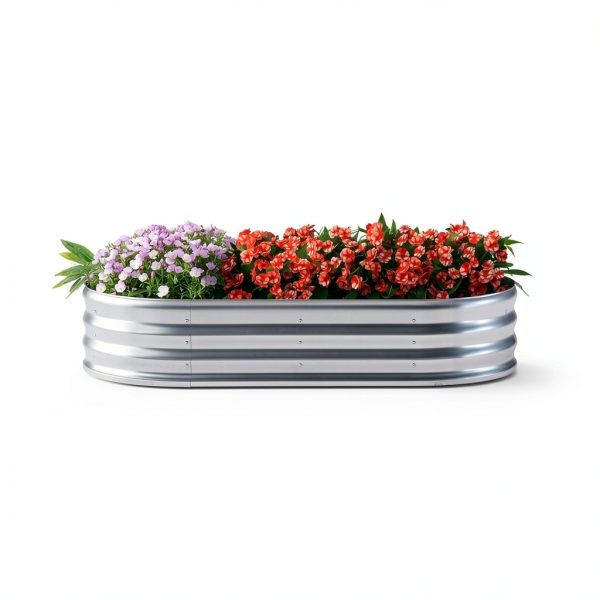 Zizin Galvanized Metal Raised Garden Bed 6x3x1FT-1
