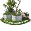 Mostmahes Galvanized Round Garden Bed Silver-5