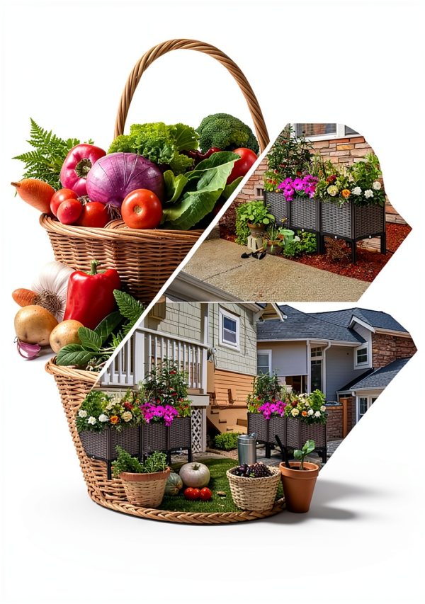 NACREEN Brown Polypropylene Raised Garden Bed Planter-6