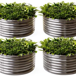 Mostmahes Galvanized Round Garden Bed Silver-0