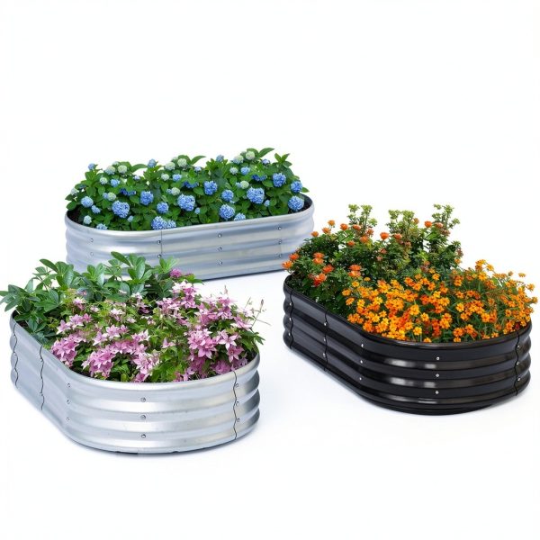 Zizin Galvanized Metal Raised Garden Bed 6x3x1FT-5