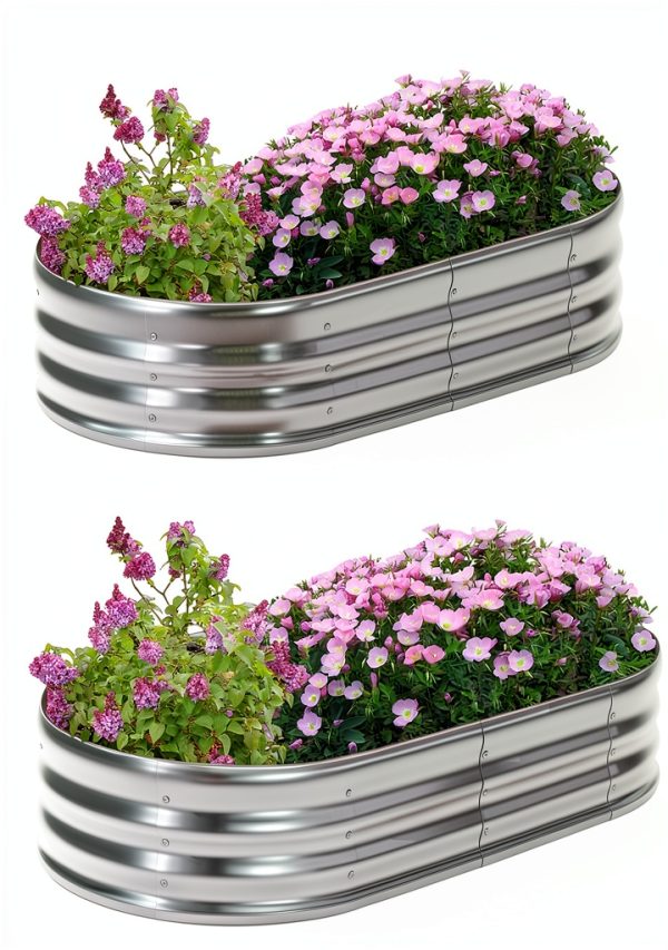 Zizin Galvanized Metal Raised Garden Bed 6x3x1FT-0