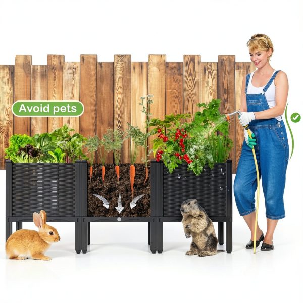 NACREEN Brown Polypropylene Raised Garden Bed Planter-1
