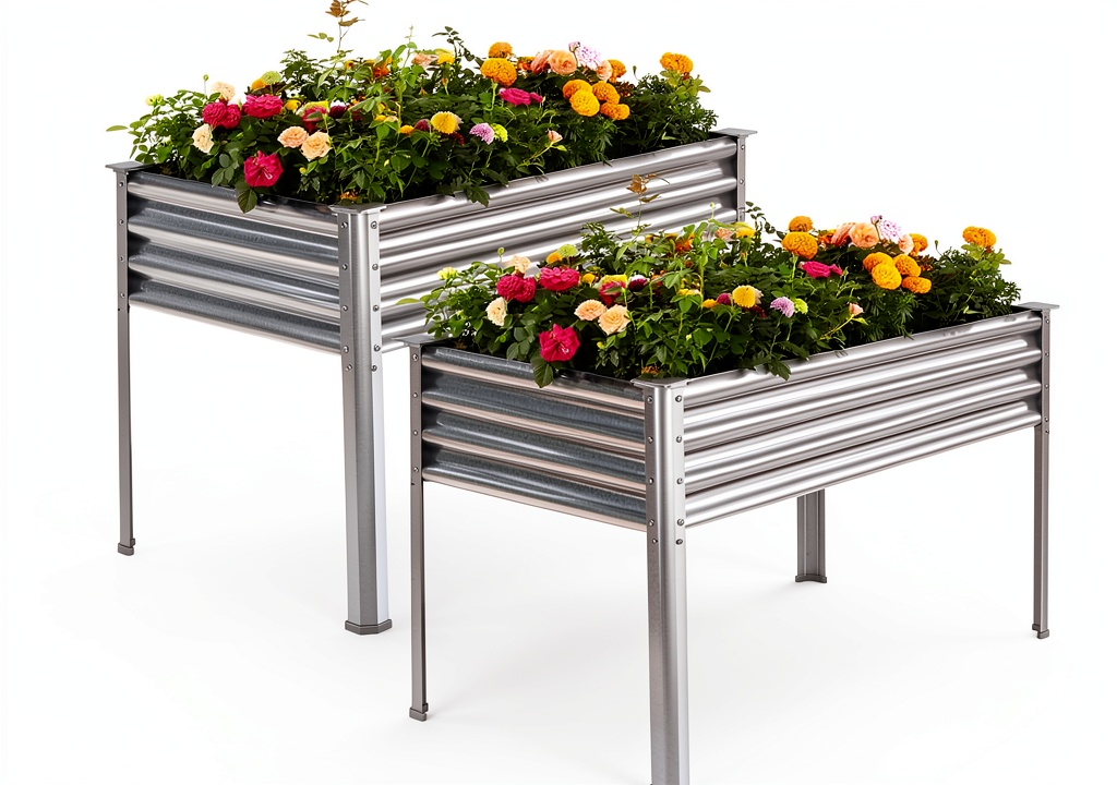 Installing Land Guard Metal Raised Garden Bed 48x24x32 on a patio with landscape fabric