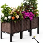 NACREEN Brown Polypropylene Raised Garden Bed Planter-0