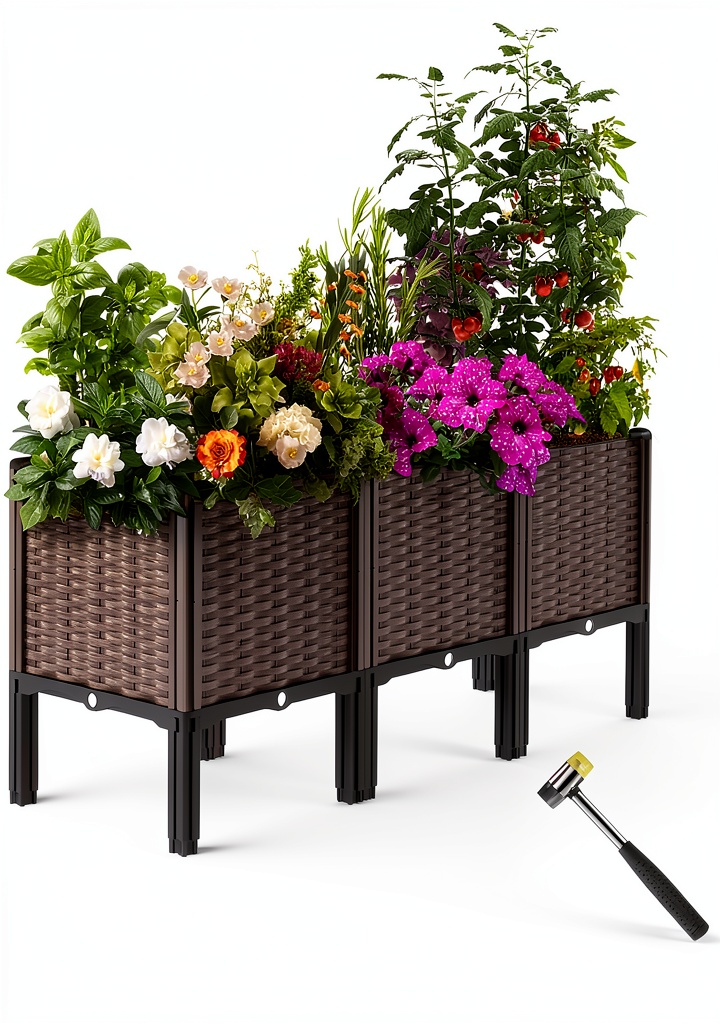 Brown Polypropylene Raised Garden Bed Planter
