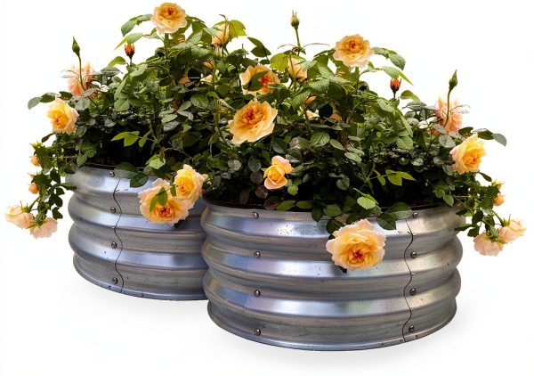 GARDMAX Silver Raised Garden Bed 2x2x1 ft Pack of 2 Classic Round-0