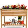 QZZIZ Wooden Raised Garden Bed with Wheels 5x15x45 Farmhouse-5
