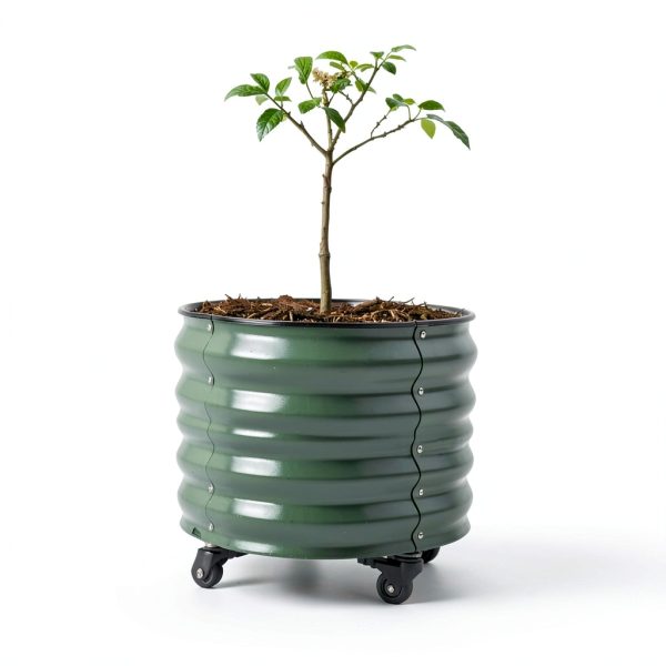 Vego Garden Rolling Raised Bed Planter Olive Green Metal Self Watering-1
