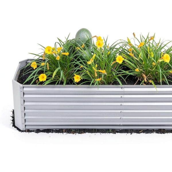Land Guard Metal Raised Garden Bed 8×4×2ft Modern Gray Outdoor Planter-3