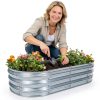 Raised Garden Bed Gardmax Oval Galvanized Silver 4x2x1 ft Pack of 2-7