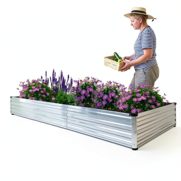 Raised Garden Bed DIIYIV Galvanized Metal Outdoor Planter 12x4 2pcs-5