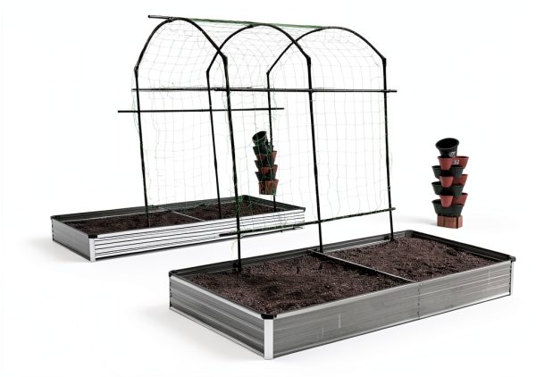 Galvanized Raised Garden Bed Foxlang 8x4x1ft Silver 2‑Pack-2