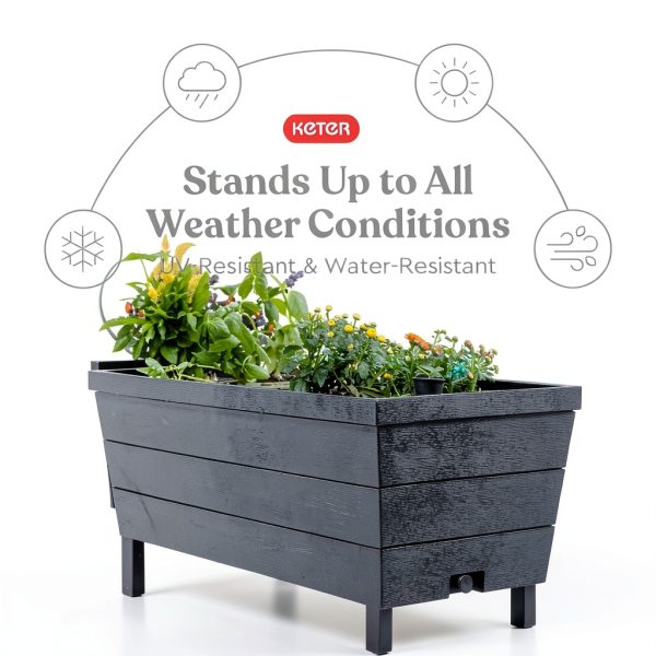 Keter Urban Bloomer Planter Raised Bed Fade‑Resistant Wood‑Look-2