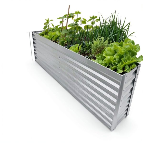 Land Guard Metal Raised Garden Bed 8×4×2ft Modern Gray Outdoor Planter-5