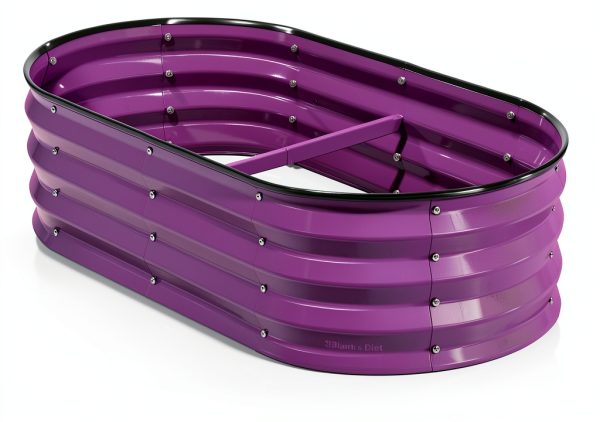 Plant & Plot Raised Garden Bed 4x2x1 ft Modern Oval Metal Outdoor-6