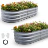 Raised Garden Bed Gardmax Oval Galvanized Silver 4x2x1 ft Pack of 2-0