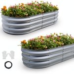 Raised Garden Bed Gardmax Oval Galvanized Silver 4x2x1 ft Pack of 2-0
