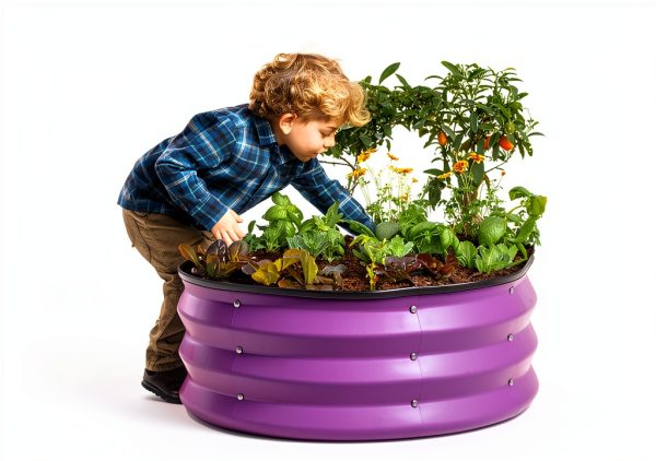 Plant & Plot Raised Garden Bed 4x2x1 ft Modern Oval Metal Outdoor-4