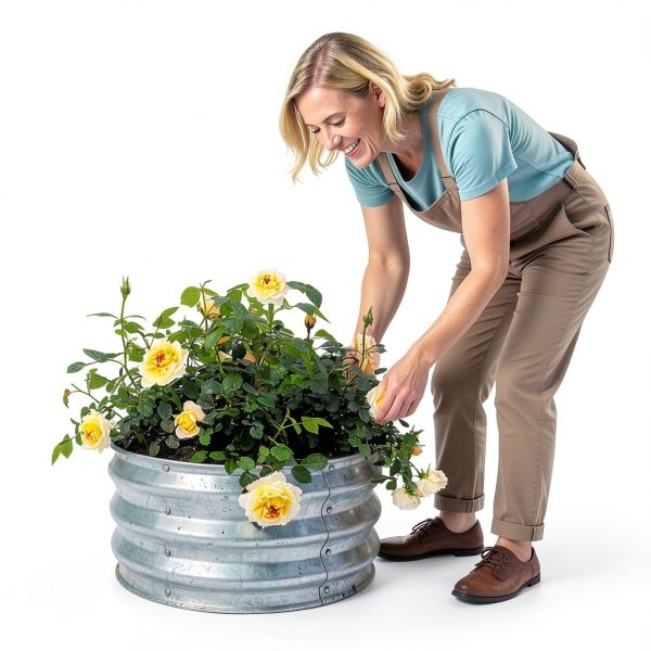 GARDMAX Silver Raised Garden Bed 2x2x1 ft Pack of 2 Classic Round-7