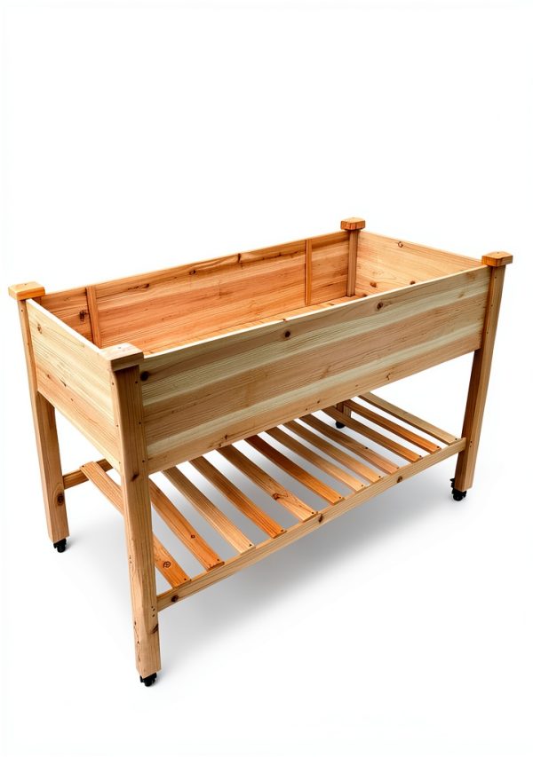QZZIZ Wooden Raised Garden Bed with Wheels 5x15x45 Farmhouse-6