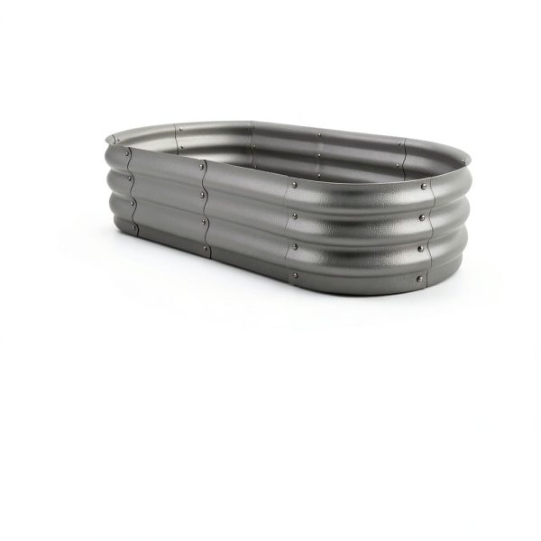 Raised Garden Bed Gardmax Oval Galvanized Silver 4x2x1 ft Pack of 2-3