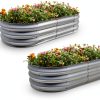 Raised Garden Bed Gardmax Oval Galvanized Silver 4x2x1 ft Pack of 2-6