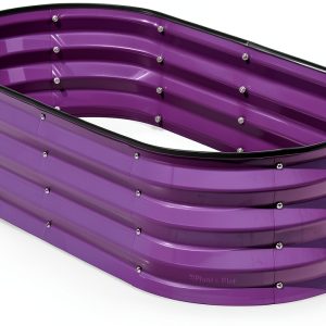 Plant & Plot Raised Garden Bed 4x2x1 ft Modern Oval Metal Outdoor-0