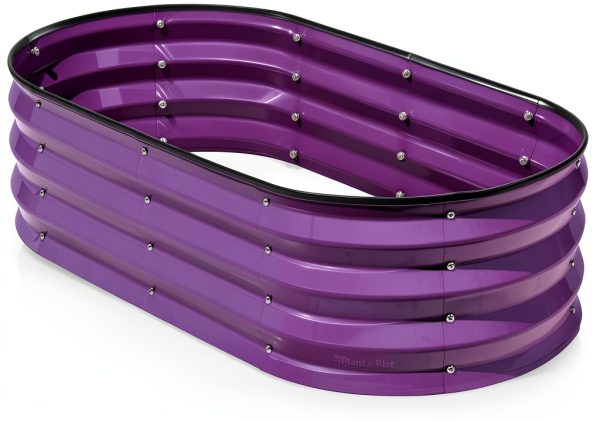 Plant & Plot Raised Garden Bed 4x2x1 ft Modern Oval Metal Outdoor-0