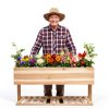 QZZIZ Wooden Raised Garden Bed with Wheels 5x15x45 Farmhouse-1