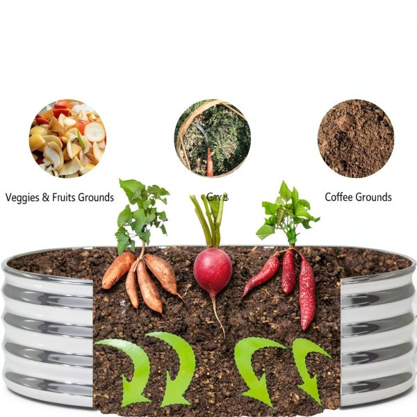 DIIYIV Raised Garden Bed 24x24x12 Metal Silver with Reinforced Frame-3