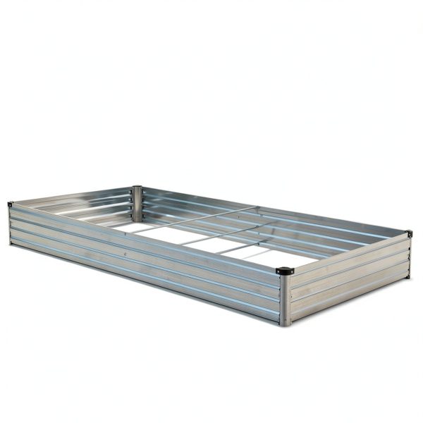 Galvanized Raised Garden Bed Foxlang 8x4x1ft Silver 2‑Pack-5