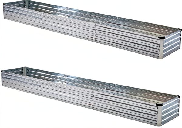Garden Raised Bed Zunatu 10x2x1ft 2 Pack Silver Galvanized Metal-0