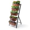 Vertical Garden Planter BIRDROCK HOME 5-Tier Metal Rolling Stand-2
