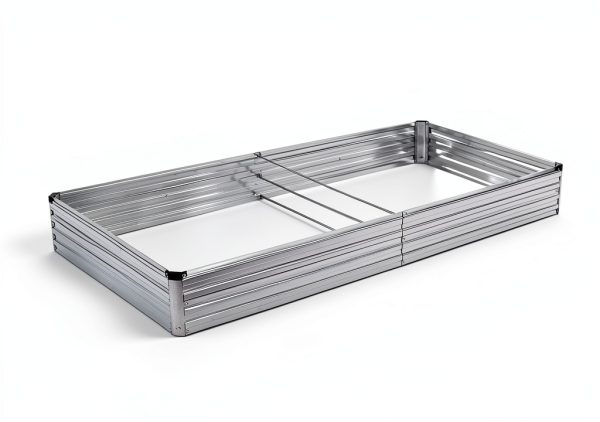 Galvanized Raised Garden Bed Foxlang 8x4x1ft Silver 2‑Pack-1