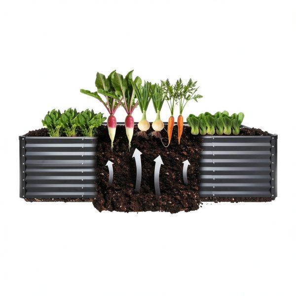 GARDMAX Silver Raised Garden Bed 8x4x2 ft Galvanized Metal Planter-2