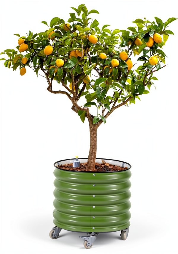 Vego Garden Rolling Raised Bed Planter Olive Green Metal Self Watering-0