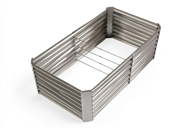 Land Guard Metal Raised Garden Bed 8×4×2ft Modern Gray Outdoor Planter-1
