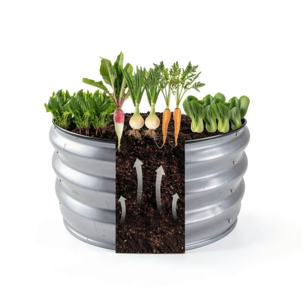 GARDMAX Silver Raised Garden Bed 2x2x1 ft Pack of 2 Classic Round-2