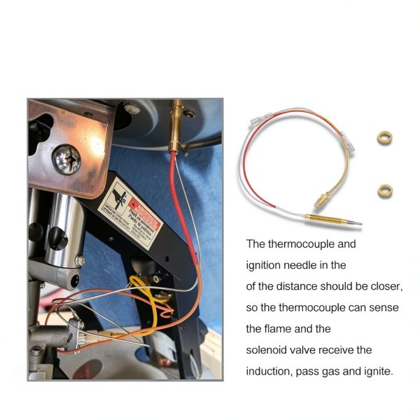 Outdoor Patio Heater Thermocouple, M8 x 1 Connection with Nuts, Universal Replacement Part for Gas Patio Heaters, M6 x 0.75 Thermocouple Head Thread and 2 Screw Nuts,16.2” Long-3