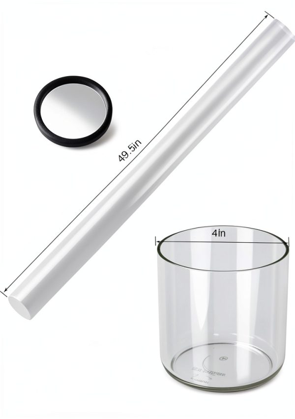 Patio Heater Glass Tube Replacement 49.5" Tall 4" Diameter Heater Parts with Silicone Ring Compatible Fit Four Sided Pyramid Flame OutdoorHeater, Glass Patio Heater for Hiland, fire sense-6