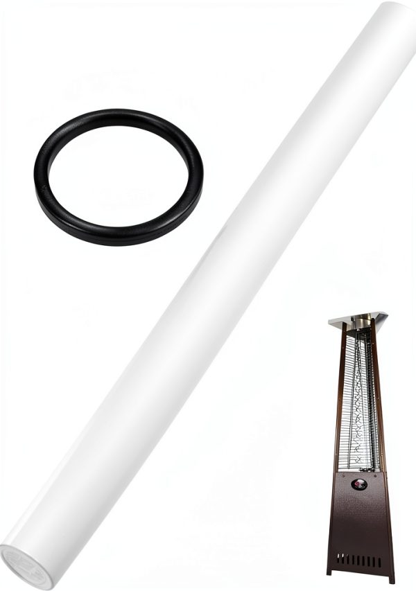 Patio Heater Glass Tube Replacement 49.5" Tall 4" Diameter Heater Parts with Silicone Ring Compatible Fit Four Sided Pyramid Flame OutdoorHeater, Glass Patio Heater for Hiland, fire sense-0