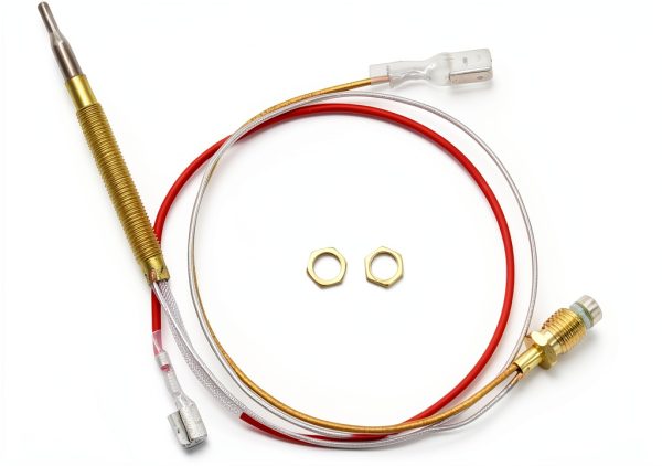 Outdoor Patio Heater Thermocouple, M8 x 1 Connection with Nuts, Universal Replacement Part for Gas Patio Heaters, M6 x 0.75 Thermocouple Head Thread and 2 Screw Nuts,16.2” Long-0
