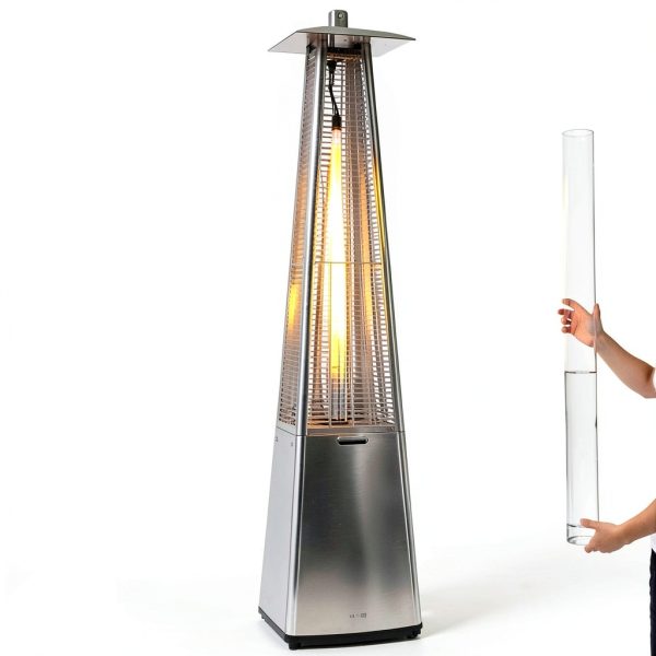 Patio Heater Glass Tube Replacement, 49.5" Tall 4" Diameter, Glass Tube Patio Heater with Ring, Fits 4-Sided Patio Heaters, Compatible with Hiland, Fire Sense, and more-5